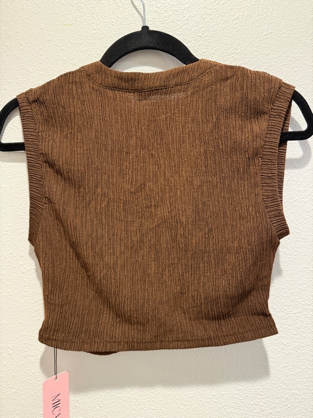 Reversible Brown Twist Knit Crop Top